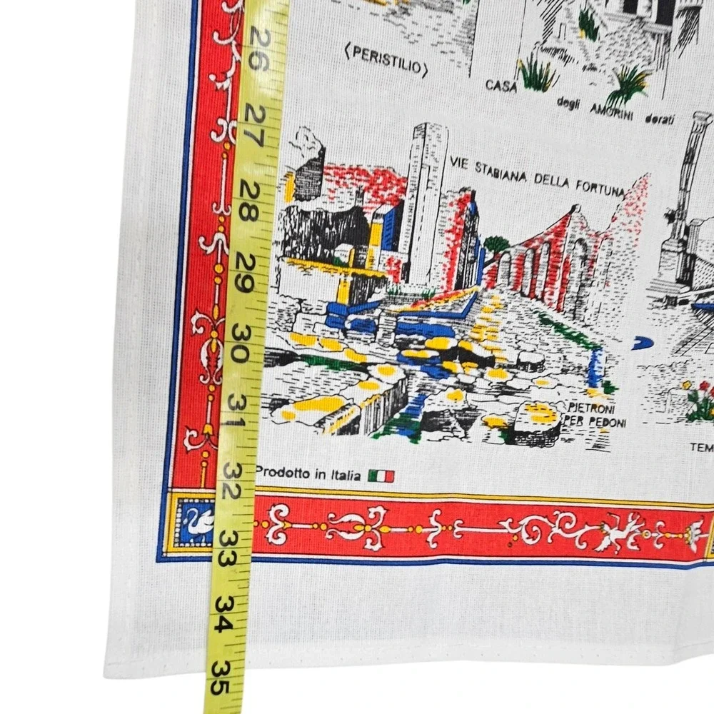 Vintage Pompeii Scene Woven Kitchen Tea Towel 100%‎ Pure Cotton Made in Italy
